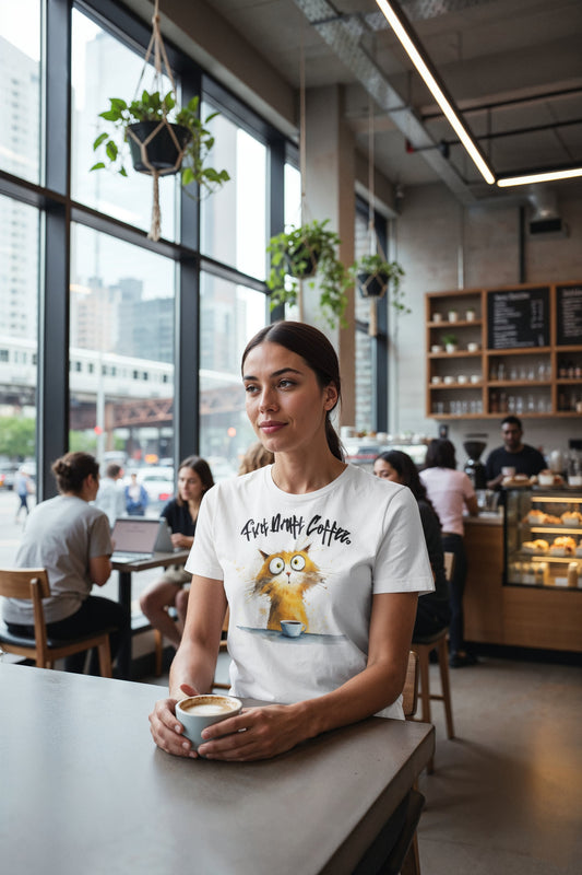 First Draft Coffee - Fitted Ladies Organic T-Shirt