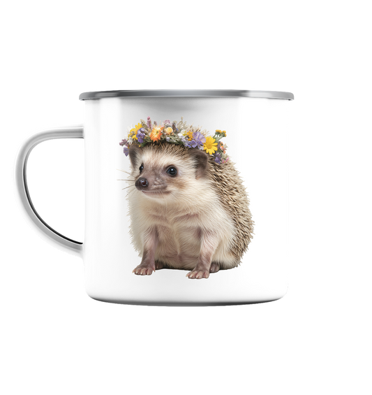 Igel - Emaille Tasse (Silber)