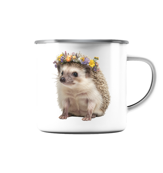 Igel - Emaille Tasse (Silber)