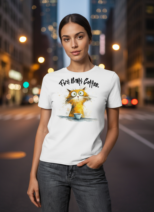 First Draft Coffee - Fitted Ladies Organic T-Shirt